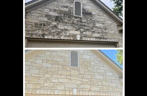 stone house exterior before and after cleaning
